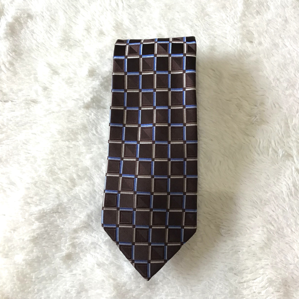 Michael Kors Silk Brown Plaid Square Men Neck Tie Formal Career Business Luxury